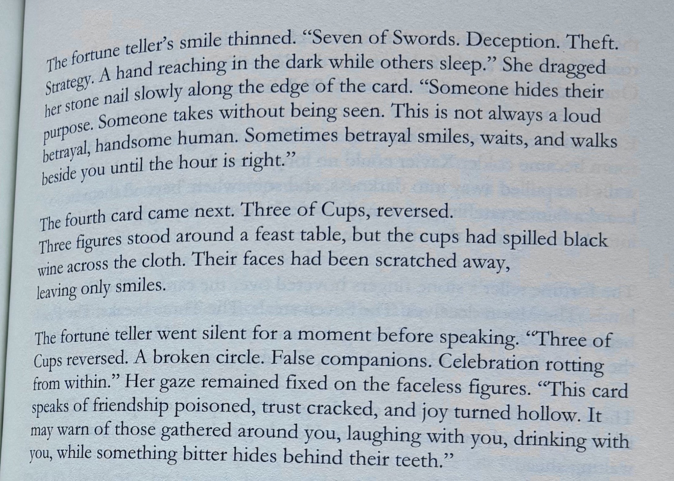 Printed continuation of the fortune-teller scene