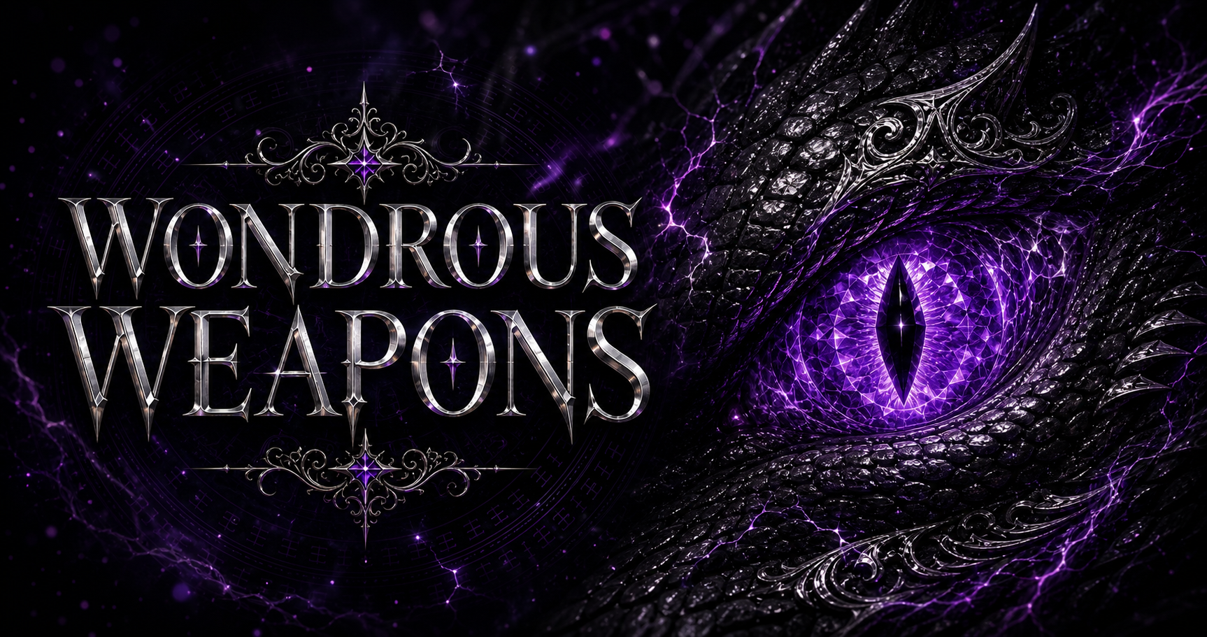 Wondrous Weapons title and violet dragon eye